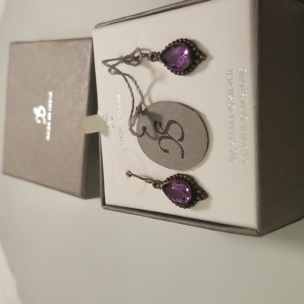 Women's YS Made in India 925 Sterling Silver  Genuine Gem Stone Earrings
